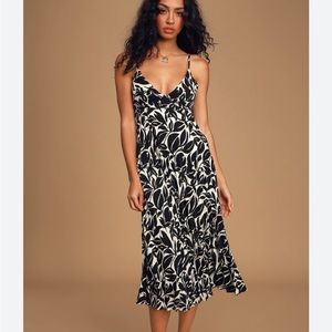 Admiring You Black and White Midi Dress